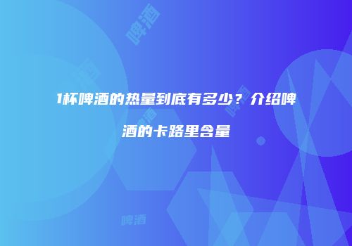 1杯啤酒的热量到底有多少？介绍啤酒的卡路里含量