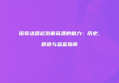 探索法国起泡葡萄酒的魅力：历史、酿造与品鉴指南