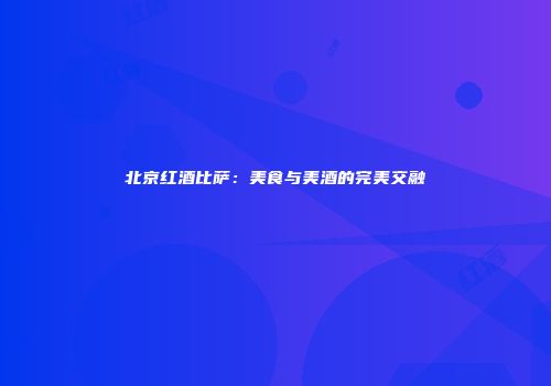 北京红酒比萨：美食与美酒的完美交融