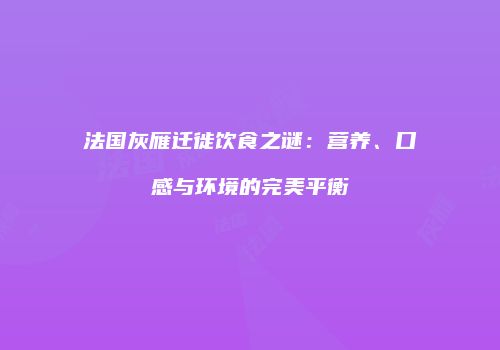 法国灰雁迁徙饮食之谜：营养、口感与环境的完美平衡