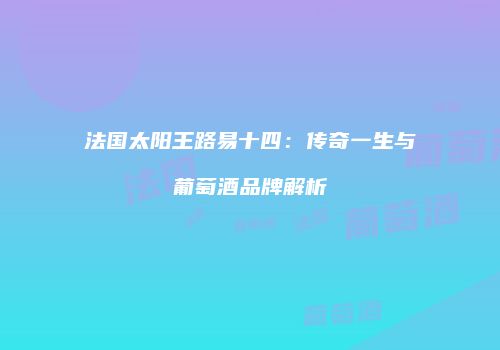 法国太阳王路易十四：传奇一生与葡萄酒品牌解析