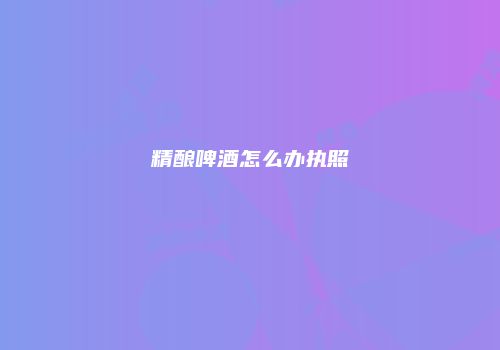 精酿啤酒怎么办执照