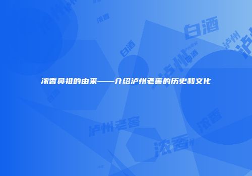 浓香鼻祖的由来——介绍泸州老窖的历史和文化