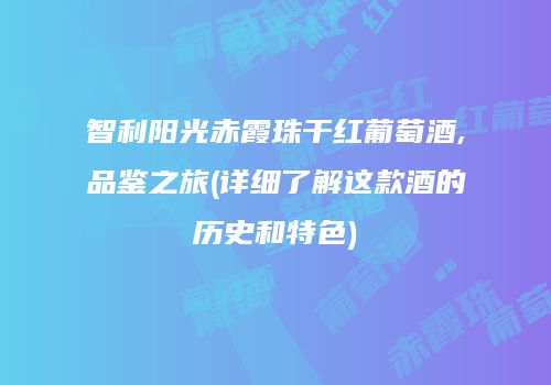 智利阳光赤霞珠干红葡萄酒,品鉴之旅(详细了解这款酒的历史和特色)