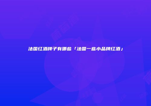 法国红酒牌子有哪些「法国一些小品牌红酒」