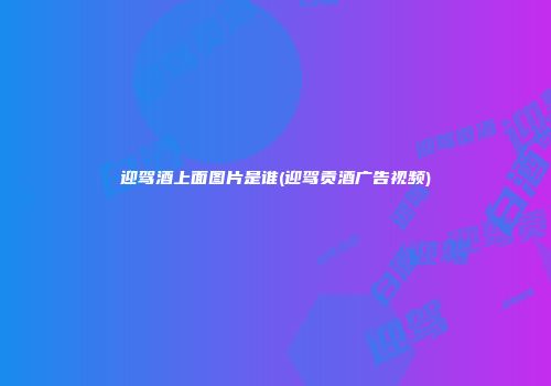 迎驾酒上面图片是谁(迎驾贡酒广告视频)
