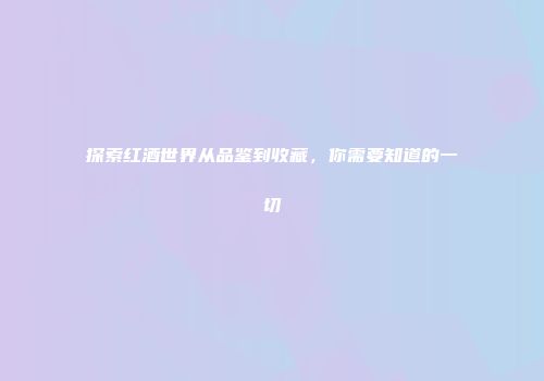 探索红酒世界从品鉴到收藏，你需要知道的一切