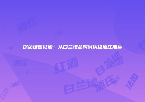探秘法国红酒：从白兰地品牌到顶级酒庄推荐