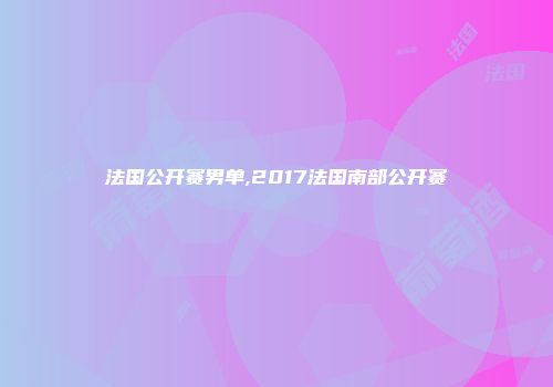 法国公开赛男单,2017法国南部公开赛