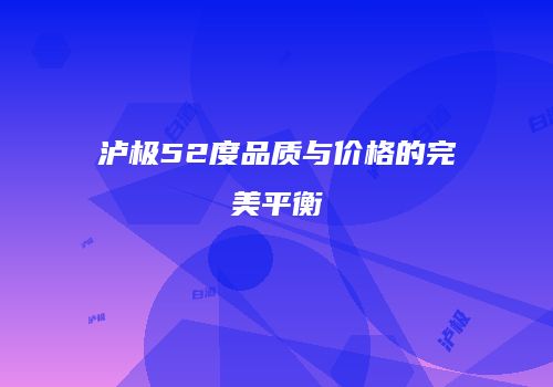 泸极52度品质与价格的完美平衡