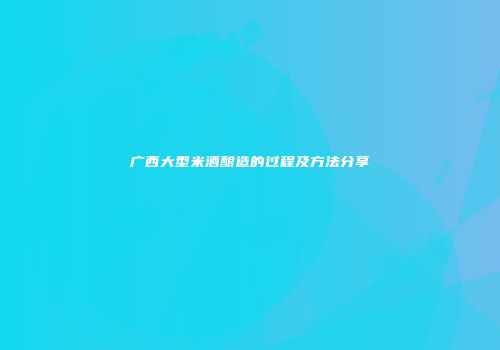 广西大型米酒酿造的过程及方法分享