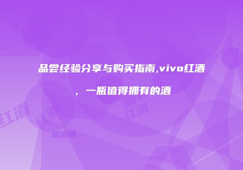 品尝经验分享与购买指南,vivo红酒，一瓶值得拥有的酒