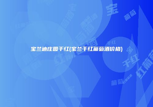 宝兰迪庄园干红(宝兰干红葡萄酒价格)