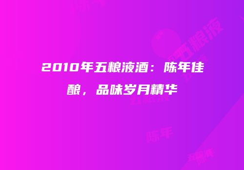 2010年五粮液酒：陈年佳酿，品味岁月精华