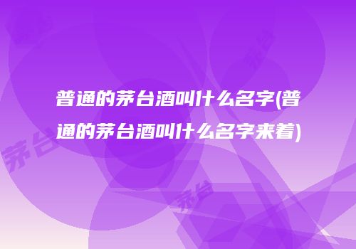 普通的茅台酒叫什么名字(普通的茅台酒叫什么名字来着)