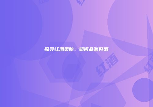 探寻红酒奥秘：如何品鉴好酒