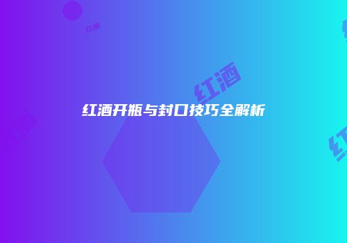 红酒开瓶与封口技巧全解析