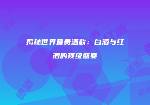 揭秘世界最贵酒款：白酒与红酒的顶级盛宴