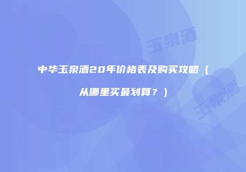 中华玉泉酒20年价格表及购买攻略（从哪里买最划算？）