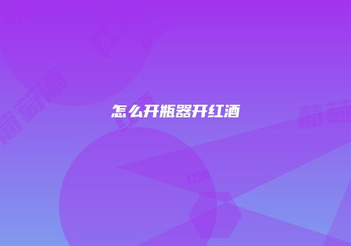 怎么开瓶器开红酒