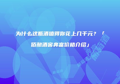 为什么这瓶酒值得你花上几千元？「佰酿酒窖奔富价格介绍」