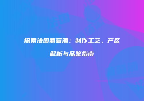 探索法国葡萄酒：制作工艺、产区解析与品鉴指南