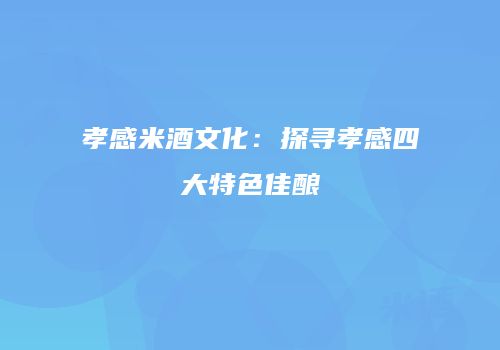 孝感米酒文化：探寻孝感四大特色佳酿