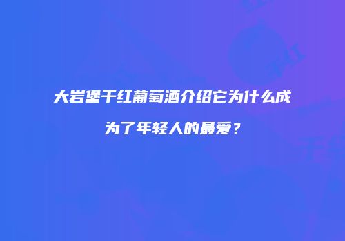 大岩堡干红葡萄酒介绍它为什么成为了年轻人的最爱？