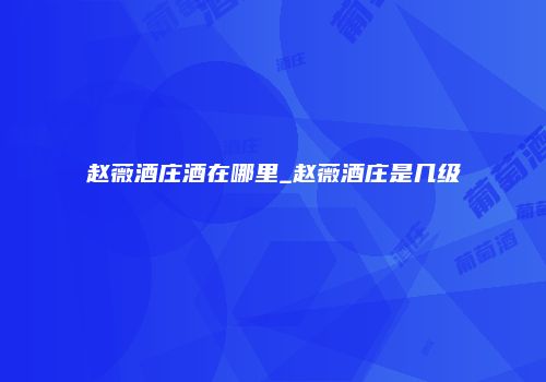 赵薇酒庄酒在哪里_赵薇酒庄是几级