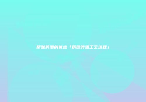 精酿啤酒的优点「精酿啤酒工艺流程」
