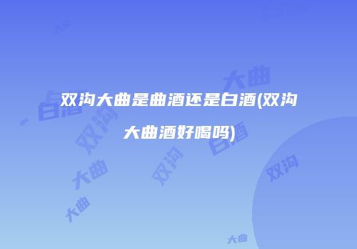 双沟大曲是曲酒还是白酒(双沟大曲酒好喝吗)