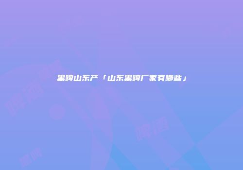 黑啤山东产「山东黑啤厂家有哪些」