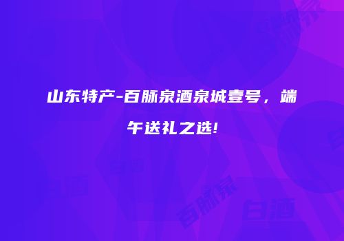 山东特产-百脉泉酒泉城壹号，端午送礼之选!