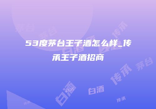 53度茅台王子酒怎么样_传承王子酒招商