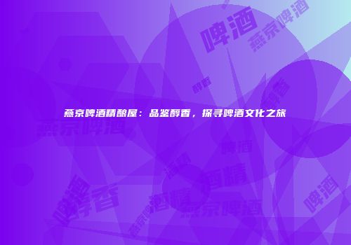燕京啤酒精酿屋：品鉴醇香，探寻啤酒文化之旅