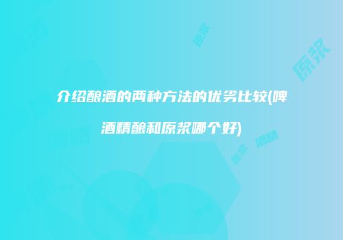 介绍酿酒的两种方法的优劣比较(啤酒精酿和原浆哪个好)