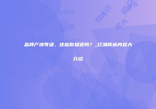 品牌产地等级，这些你知道吗？_红酒背标内容大介绍