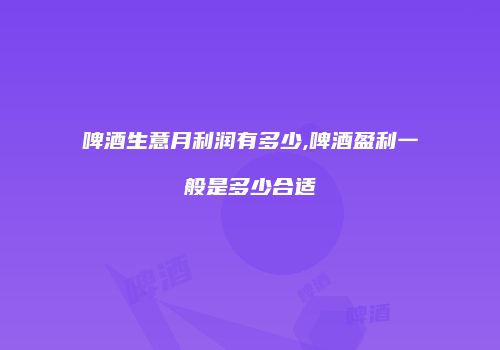 啤酒生意月利润有多少,啤酒盈利一般是多少合适