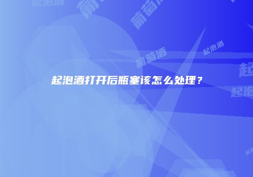 起泡酒打开后瓶塞该怎么处理？