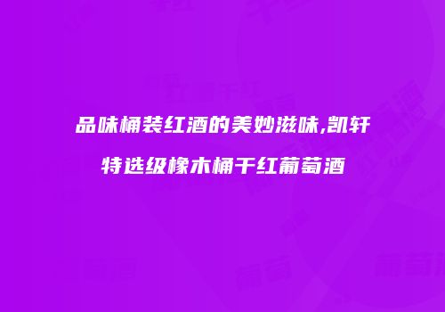品味桶装红酒的美妙滋味,凯轩特选级橡木桶干红葡萄酒