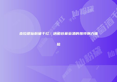 杰拉德仙粉黛干红：纳帕谷葡萄酒的独特魅力体验