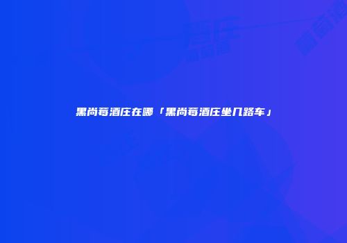黑尚莓酒庄在哪「黑尚莓酒庄坐几路车」