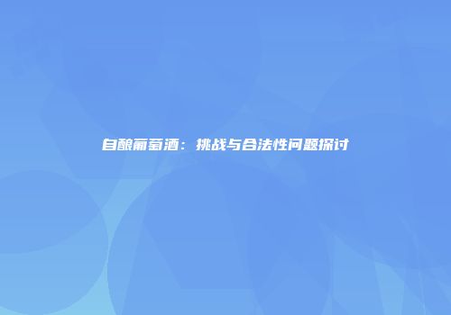 自酿葡萄酒：挑战与合法性问题探讨