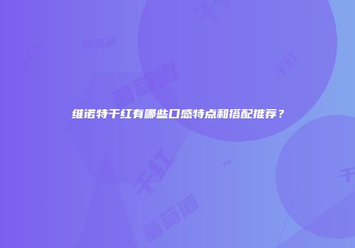 维诺特干红有哪些口感特点和搭配推荐？
