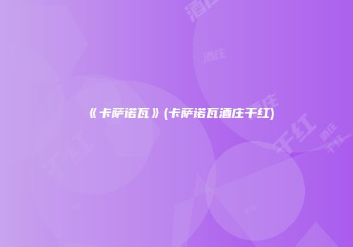 《卡萨诺瓦》(卡萨诺瓦酒庄干红)
