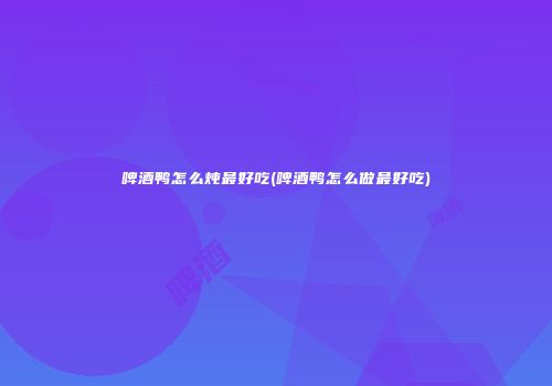 啤酒鸭怎么炖最好吃(啤酒鸭怎么做最好吃)