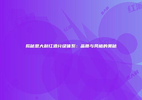 揭秘意大利红酒分级体系：品质与风格的奥秘