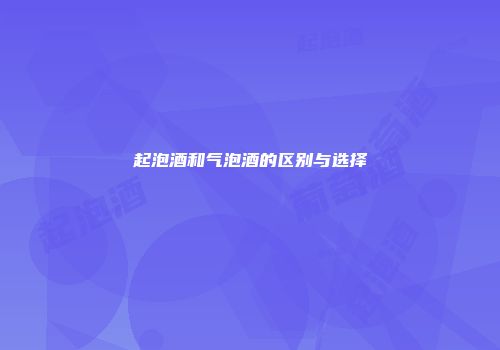 起泡酒和气泡酒的区别与选择