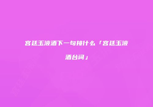 宫廷玉液酒下一句接什么「宫廷玉液酒台词」