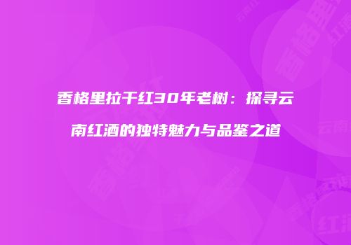 香格里拉干红30年老树：探寻云南红酒的独特魅力与品鉴之道